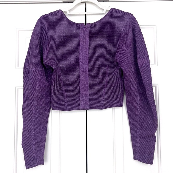 Herve Leger Oversized Lurex Ottoman Bandage Top in Purple Metallic - Picture 4 of 6